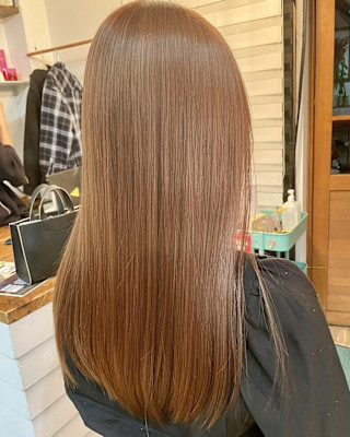 ロングカット+ブラウンベージュ