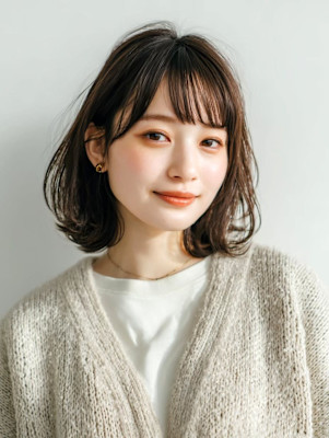 レイヤーボブ ワンカール グレージュ 髪質改善 透明感カラー