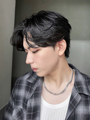 ブルーブラックサーフカールセンターパート_ba558681