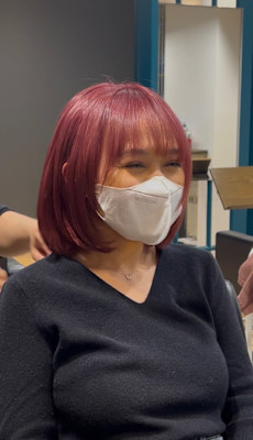 ボブ＋ピンクバイオレットカラー