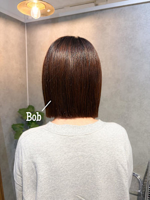 〇酸性縮毛矯正で叶うタイトめ切りっぱなしボブ