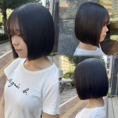 ストレートボブ/ぱつっとボブ/ワンレンボブ/ぱっつん前髪