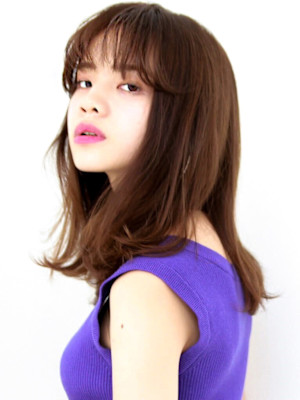 ジグザグバング×モードとろみブラウン×3Dカラー