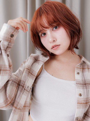 ボルドーカラー大人ガーリー小顔ゆるふわミディアム20代30代