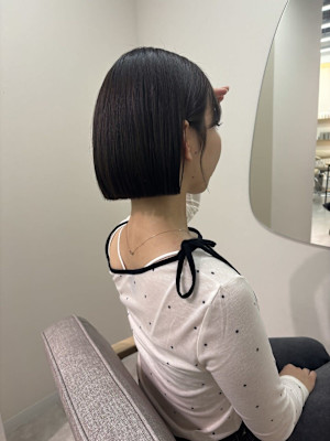切りっぱなしボブ/ミニボブ/ヘンリーボブ/韓国/前髪