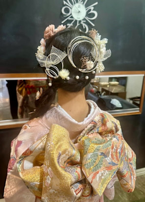 和装　成人式　編みおろしダウンスタイル！