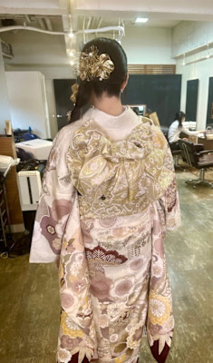 和装　成人式　左編みおろしダウンスタイル！