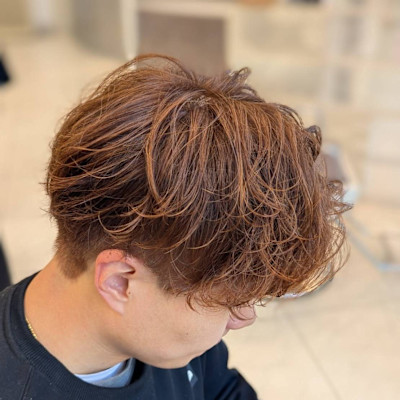 メンズシャドウパーマ×ライトブラウン