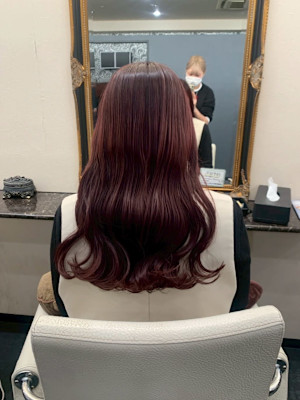 ピンクベージュ　AIZU渋沢　白髪ぼかし　カラー　