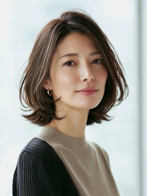 白髪ぼかしカラー/30代40代/ミディアムボブ/脱白髪染め