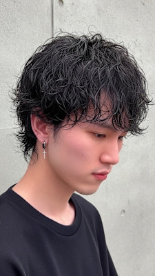横浜桜木町でメンズパーマ ニュアンスウルフ