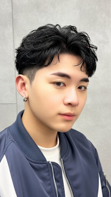 横浜桜木町メンズカット＋波巻きニュアンスパーマツーブロック