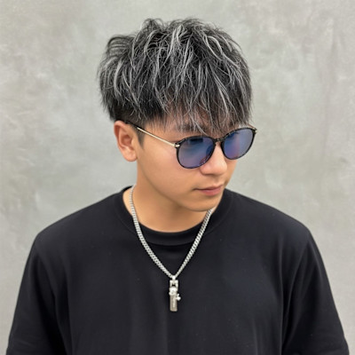 横浜メンズヘア 桜木町 シルバーメッシュ×ストリートショート