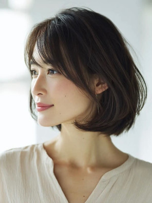 大人ボブ/レイヤーボブ/ナチュラルブラウン/艶カラー