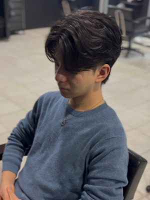 センターパート×ニュアンスパーマ×フェザーパーマ×men's