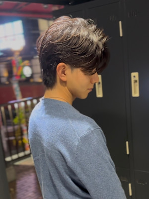 センターパート×ニュアンスパーマ×フェザーパーマ×men's