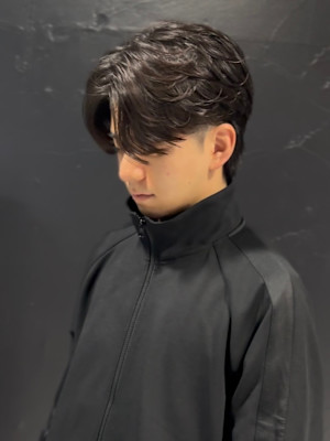 センターパート×ニュアンスパーマ×フェザーパーマ×men's