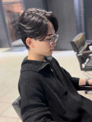 センターパート×ニュアンスパーマ×フェザーパーマ×men's