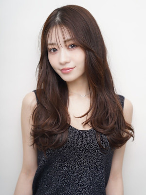 レイヤーカット ゆる巻き 顔周りレイヤー シースルーバング