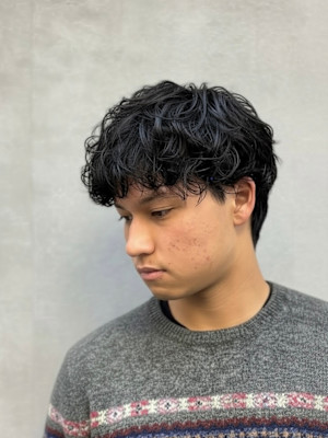 横浜桜木町メンズヘア・無造作シャドウパーマ×マッシュ