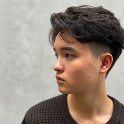 横浜桜木町メンズ・ニュアンスパーマ×刈り上げマッシュ
