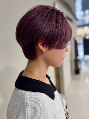 ハイトーンピンク×マッシュショート