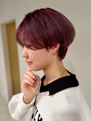 ハイトーンピンク×マッシュショート