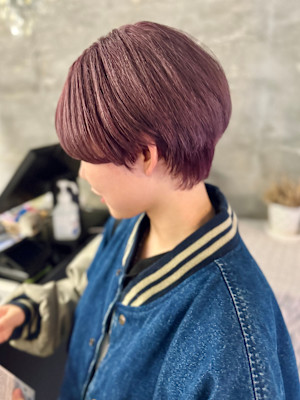 ハイトーンピンク×マッシュショート