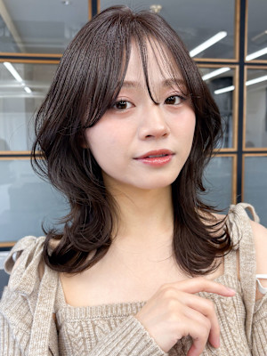 韓国風エギョモリ★くびれ外ハネミディ大人可愛い小顔20代30