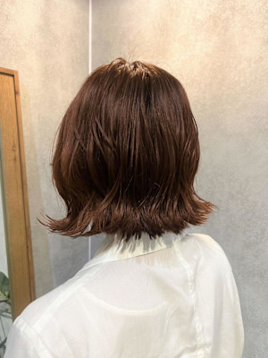 〇ゆるふわコテ巻き暖色ボブ/オレンジカラー