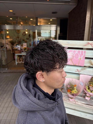 メンズ無造作ツイストスパイラルパーマ