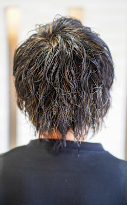 縦落ちスパイラルとハイライトのウェットウルフ