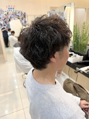 メンズゆるウェーブツイストスパイラルパーマツーブロック