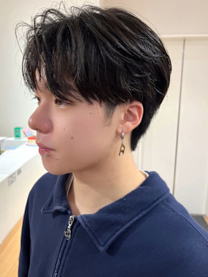 ツーブロックマッシュ センターパート ニュアンスパーマ