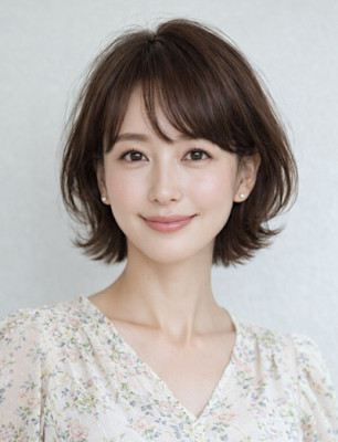 自然な軽さで魅せる40代のショートボブ