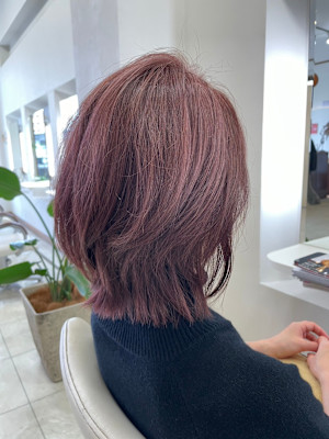 大人ピンク+レイヤーボブ