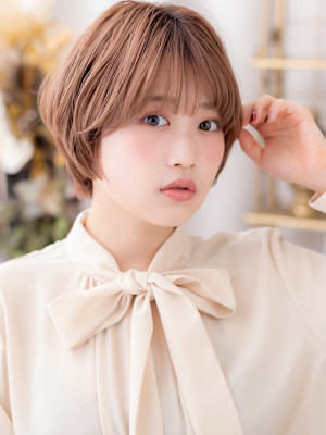 大人ガーリーオレンジゴールドハッシュカット　ウォームベージュ