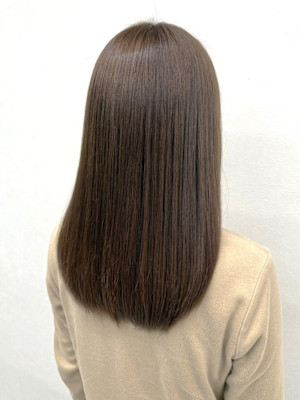 髪質改善 縮毛矯正 ベージュカラー 透明感カラー ストレート