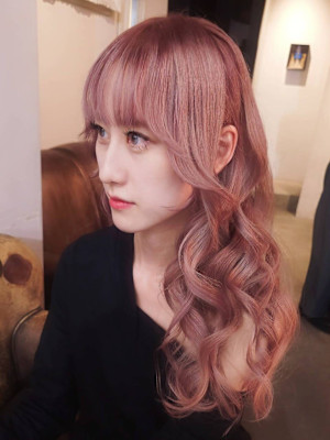 大人の艶々透明感モードヴェールピンク/レイヤーカット