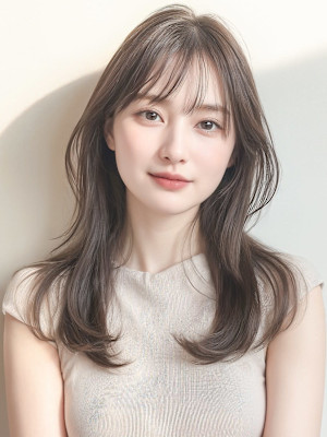 抜け感オリーブグレーくびレイヤーロングp1　スモーキーカラー