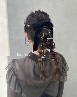 ヘアセット/結婚式参列ヘア/あみ下ろしヘア