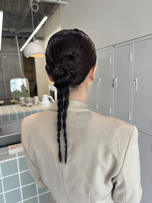 ヘアアレンジ/ヘアセット/カチモリ/編みおろし/タイトアレン