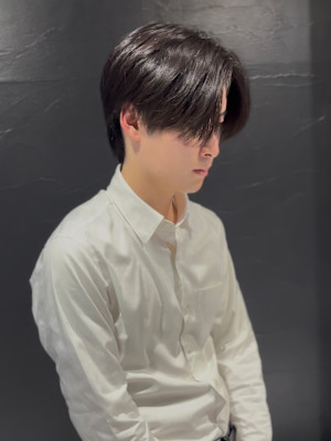 センターパート×ニュアンスパーマ×フェザーパーマ×men's