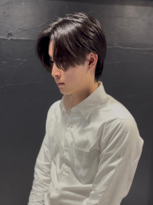 センターパート×ニュアンスパーマ×フェザーパーマ×men's