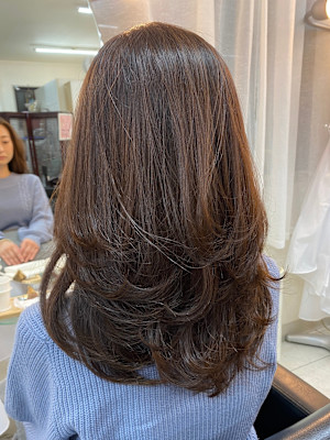 ロングレイヤー　ブラウンベージュカラー
