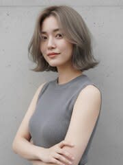 くびれ/レイヤーカット/切りっぱなしボブ/新宿/顔まわり/前