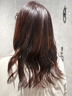 ミディアム/パーマ/ピンクベージュ