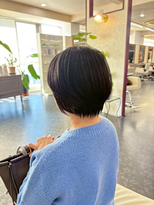 ショート　大人ショート　カラー　白髪ぼかし　AIZU渋沢店