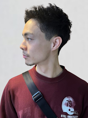 メンズカット アップバング ビジネスヘア 刈り上げ 短髪