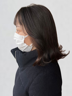 外ハネミディアム 顔周りレイヤー 前髪カット インナーカラー